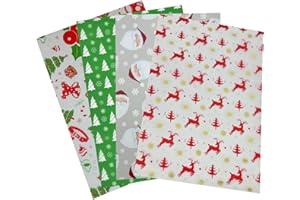 DOJOYKEY Lot de 20 feuilles de papier de soie de Noël pour emballage cadeau - 4 motifs - 50 x 35 cm - Pour loisirs créatifs