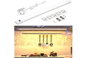 WOBANE Under Cabinet Lighting,Hand Wave Sensing,60cm Super Bright Cabinet Lights Kit,Plug in LED Light Bar for Kitchen,Counter,Shelf,Desk,Workbench,2700K Warm White,1 Panel,9W,12V Adapter,680Lumen