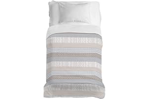 PENSIERI DELICATI Copriletto 220x280 cm, Telo Singolo 100% Cotone Pique, Ideale Come Telo Arredo, Coperta Salva Letto 1 Piazza e Mezza, Fantasia Azteco Beige, 100% Made in Italy