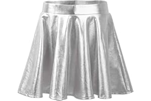 Alvivi Mädchen Rock Metallic Minirock Faltenrock Glänzend A-Line Skater Rock Ballett Tanzrock Sport Tutu Rock