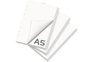 CRIVEPLE 180 Feuilles A5 Recharge Papier en Pointillé, 6 Trous Papier de Recharges Blanc, Pointillé Feuillets Mobiles pour A5 Carnet de notes, Carnet de notes, Croquis, Peinture