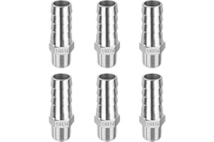 ELEGRIP Barb Schlauchanschluss, Schlauchverschraubung Edelstahl 304, 14mm OD Barb auf 1/4" Außengewinde Verbindungsstück für Schlauch für Wasser Flüssigkeit Luft (6 Stück)