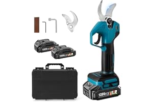 ROADTIME Battery Loppers Compatible with Makita 18 V Battery, Brushless Pruning Shears with 2 Speeds, Digital Display, 30 mm Cutting Diameter, Grinding Stone and Replacement Blades (with 2 x 1500 mAh Battery)