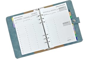 YHH Agenda 2026 Semainier A5 Rechargeable, Vertical 7h-20h, 1 Semaine sur 2 Pages Organiseur avec Onglets Mensuel, Contact, Note, Poche, Porte-stylo, Couverture Souple PU Cuir, Planificateur Jan à Déc