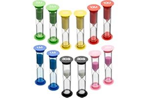 AMSNINK 12 Stück Sanduhr Für Kinder Timer Farbige Sanduhren Set 30sec / 1min 2min 3min 5min 10min Kleine Timer Sanduhr, Sanduhren Set Für Kinder, Sanduhren, Sanduhr Kinder, Sanduhren Set, Home & Kids Room