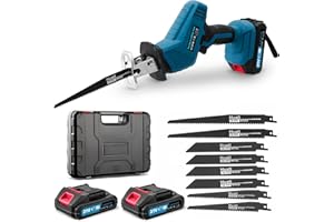 LITGLOBE Sega a Gattuccio a Batteria 21V,Sega Elettrica con 2 x 2.0Ah Batteria,0-4000 RPM Velocità Variabile,Seghetto 𝐚 Gattuccio con 8 Lame di Seg𝐚 Senza Utensili,per Legno e Metallo