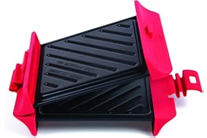 BIRAMBEAU - B.BAD - Grill Micro-Ondes - Spécialement Conçu Pour une Cuisson Parfaite - Ronde - Couleur : Noir & Rouge - Facile d'Utilisation - Lave-Vaisselle