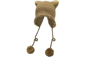 ZLYC Damska czapka z kocimi uszami, luźna, dzianinowa czapka grunge, urocza czapka zimowa