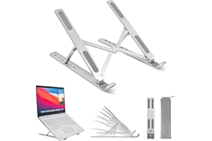 AOVUYCK-Store 10-17" Supporto PC Portatile Alluminio, Laptop Stand con 6 Livelli Regolabile Portatile Pieghevole, Supporto per Laptop Alluminio Ventilato per Smartphone, Computer Portatili e Tablet