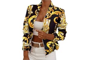 WZYYDS Veste De Sport Femme Court Chic Élégante Blouson Bombers Femme Pas Cher Printemps Automne Fleur Imprimé Léger Sweatshirt Bombers Casual Vintage Outwear Zippé Veste Randonnée Pas Cher A La Mode