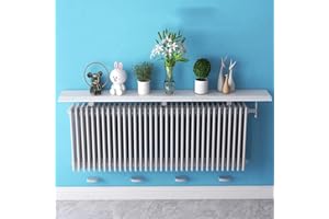 UVCMDUI Balda Radiador de Aleación de Aluminio, Ancho 14,5 cm Largo 35-200 cm Cubreradiador Blanco, Estanteria Pared Sin Agujeros con Soporte de 8 cm, Peso de Rodamiento de 20 kg,40cm