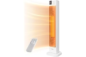 Midea NTH20-22GR(WH) Elektroheizung Keramik 2000W mit Thermostat & Fernbedienung, 76 cm, 3 Modi 24h-Timer, Überhitzungs- & Kippschutz, Sofortwärme für Büro Schlafzimmer