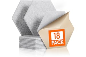 Rdutuok 18 Stück Selbstklebend Akustik Panel,30x26x1cm Hexagon Akustik Absorber Schallschutzplatten Akustikpaneele Wand für Tonstudio, Büro,Studio und Wanddekoration,Silbergrau