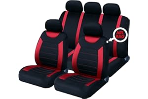 Sakura Car Seat and Headrest Covers Carnaby Red SS5293 - Full Set Universal Size Elasticated Hems Side Airbag Compatible Washable Easy Fit