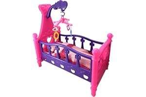 Tiktaktoo Grande Letto per Le Bambole con Cuscino + Coperta Carosello 3in1 Bambini Culla per Bambole Biancheria Letto Senza Bambola Mobile Casa delle Bambole Accessori per Bambole