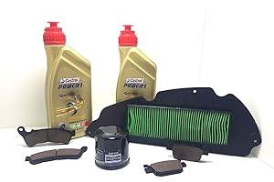 AER MOTO SPARE PARTS Kit de revisión SH 300 aceite Castrol Power 1 filtro aire aceite pastillas 2007 2008 2009 2010 2011 2012 2013 2014