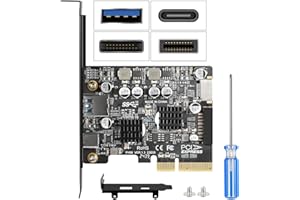 Jorkar PCIe to USB 3.2 Gen 2 Expansion Card, 10Gbps PCI-E Card with USB C + Type A + Internal 19 Pin Connector + Type-E A-Key Front Panel Add-On Adapter