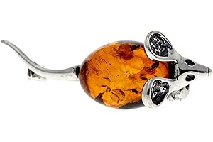 SILVERAMBER JEWELLERY 4107 Broche en argent sterling 925 et ambre de la Baltique authentique