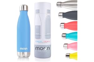 moon bottles - Insulated Water Bottle That Lasts Forever - 18/8 Stainless Steel Vacuum Flask - Double Walled Drink Bottle - Thermal Metal Flasks, Leakproof, 24hrs Cold & 12 Hot (260ml, Sky Blue)