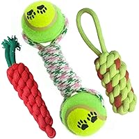 Pet Needs Combo of 3 Durable Pet Teeth Cleaning Chewing Biting Knotted Small Puppy Toys -100% Natural & Safe Cotton…