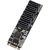 IO Crest Internal 5 Port Non-Raid SATA III 6GB/s M.2 B+M Key Adapter Card for Desktop PC Support SSD and HDD. JMB585 Chipset