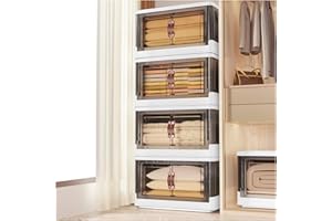 SAVVYSTOR TidyTrove Storage Boxes with Lids - 95L* 4 Pack Large Plastic Storage Bins Collapsible Bin - Stackable Foldable Plastic Box for House Organizing Bedroom Dorm Room