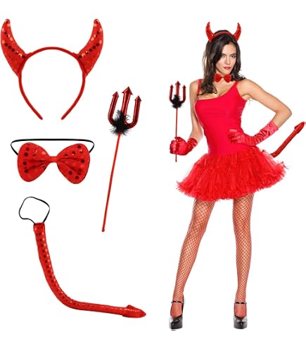 2 Paar Coole Teufelshörner Mit Haarreif – Perfekt Für Halloween, Kostümpartys & Cosplay Als Teufel Oder Teufelin