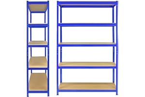 Feidak Schwerlastregal Lagerregal Kellerregal Metall Werkstattregal Regal Steckregal MAX. 875kg Tragfähigkeit, 200 x 100 x 50 cm, mit 5 MDF Regalböden, Einfache Montage - Blau