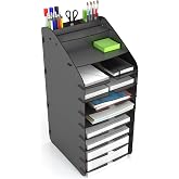 Mingitav Tower Ofis Masa&uuml;st&uuml; Organizer 10 Kat Letter A4 Evrak Rafı (Siyah)