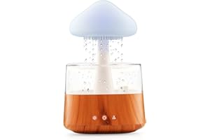 DINACO Raincloud Humidifier Essential Oil Raining Desk Humidifier Rain Cloud Night Light Diffuser Relaxing Rain cloud Humidifier with Raining Cloud Diffuser Rain Drop humidifier Sound (Wooden colour)