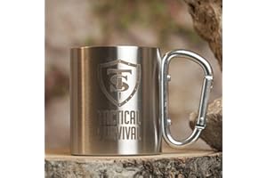 TS TACTICAL STORE Tasse en aluminium avec MOSQUETON 190 ml | Tactical SURVIVAL | Camping, randonnée, plein air, montagne, camping, sac à dos | 33928