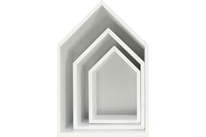 PuckDaddy Etagère de Maison Elise en Gris, Lot de 3 - étagères décoratives en Design Maison, étagères de Chambre d'enfant