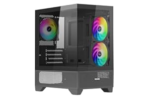 Nuwo Clash CK100 Case PC Gaming Micro-ATX - Mini Tower 3 Ventole ARGB 120mm - Pannello Frontale e Laterale in Vetro Panoramico Senza Cornice, Nero