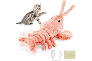 TIMIOTC Interactive Cat Toy Lobster Dog Toy, Electric Low Noise Flopping Lobster Toy for Cats and Small Dogs, USB Rechargeable Cat Toy with Catnip Packet Auto Moving Cat Toy for Indoor Cats