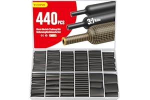 YOOPIN 440PCS Heat Shrink Tubing, IP65 Waterproof Heat Shrink Sleeving, 3:1 Ratio Adhesive Lined, 7 Sizes Heatshrink Sleeving Kit for Electrical Insulation, Repairs, and Wire Connectors