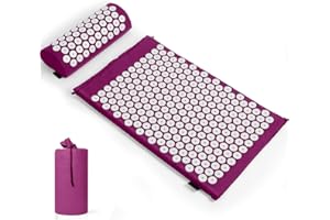 EARNMORE Akupressurmatte, Akupunktur matte, Akkupressmatte mit Kissen, Akkupressurmatte, Massagematte, Akupressure Set Purple, Akupressurmatte Rücken, Shiatsu matte, Fakirmatte,Lila