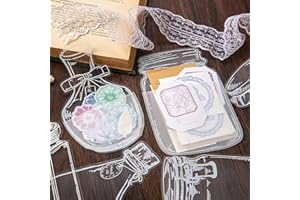 Kaluofan 40pcs Signets de Fleurs Séchées Transparentes, Signets Autocollants Verrerie Bookmark, Bookmarks Craft Marque-Pages Transparents