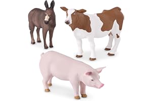 TERRA BY BATTAT Terra figurki zwierząt gospodarskich – krowa, świnia, osioł, zestaw realistycznych figurek zwierząt, zabawka dla dzieci w gospodarstwie rolnym dla dziewcząt i chłopców od 3 lat