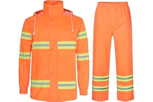 MeiLayM Pantalon de Pluie Imperméable pour Hommes et Réfléchissante Pantalon de Pluie Extérieur Blouson Léger Veste de Randonnée Veste de pluie de travail Vestes Combinaison Imperméable à Capuche