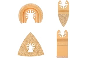 BAMYLI 4 Stück Oszillierende Sägeblätter für Worx, Bosch, Fein Multimaster usw, Multitool Sägeblätter Hartmetall Oszillationswerkzeug Multitool-Klingen-Set für Fliesen Fugenmörtel Beton Mauerwerk