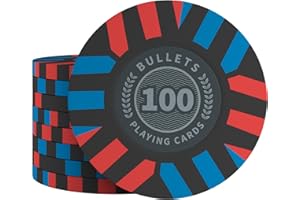 Bullets Playing Cards, 25 x Clay Pokerchips Salvatore do zestawu do pokera, różne wartości, średnica 4 cm, waga 10 g (100)