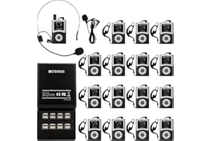 Retekess T130U (T130 4rd) Sistema Audio Guia Turistico, Microfono Guia Turistico, 200 Metros, Operación con Una Tecla, 16 Puertos de Carga USB, Adecuado para Escuelas, Iglesias, Conferencias, Viajes