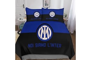 HOUKIG Biancheria Da Letto King Size Painted Inter Milan Duvet Cover Set 3D Stampato Reversibile Con Super Club Federe 3 Pezzi, Adatto Per Adolescenti E Adulti King（220x240cm）