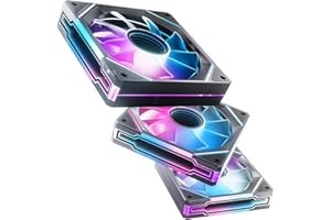 AsiaHorse RGB PC Lüfter 120MM Gehäuselüfter 3Stück [Infinity Mirror] [HDB] 1800RPM 5V3PIN ARGB und 12V4PIN PWM Lüfter, 50,000 Stunden Lebensdauer AMICI5GT Schwarz