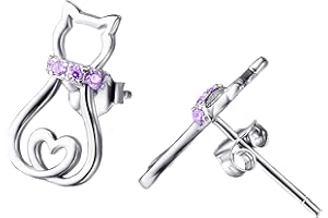 YAFEINI Aretes de Mujer de Plata de ley con Forma de Gato/Abeja/Zorro/Búho/Ciervo Pendientes de Tuerca Para Mujeres Niñas Regalos de Joyería