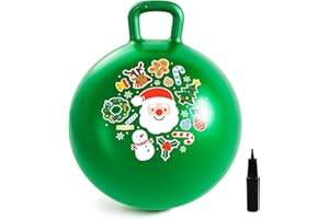 INPODAK Christmas Space Hopper 18 Inch Hopper Ball with Handpump Space Hoppers for Kids Age 3 to 8 Antislip Jumping Ball with Handle Christmas Gifts for Kids Indoor Outdoor Hopping Toys for Children