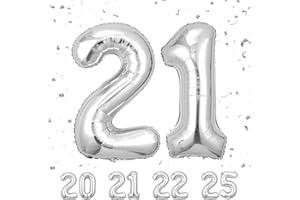 MACLUNAR Number Balloons 21,Sliver 21 Balloon 40 Inch Giant Helium Foil Number Balloons for Boys Girls 21th Birthday Party Decor Anniversary Party Decorations Supplies