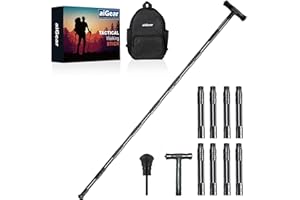 aiGear Tactical Stick/Hiking Trekking Poles | CNC Machined Aluminum Tactical Cane with 3 Outdoor Tool | Suitable For Hiking Camping Mountaining Backpacking | Color Black