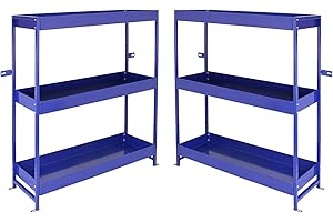 MONSTER SHOP Estantes de metal para organización de herramientas de almacenamiento, 2 unidades, color azul, para taller, garaje, acero, 116 x 101 x 36 cm