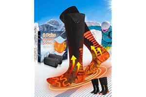 2 Pairs Heated Socks, Eventek 7.4V Rechargeable Heated Socks for Men Women, 360° Heating Electric Socks with 3 Levels Heat Settings, Washable Electric Heated Socks for Ski Hunting Hiking